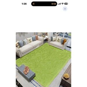 Shag Area Rug 8x10 Plush Fluffy Avocado Olive Grass Green Faux Fur Retro Carpet